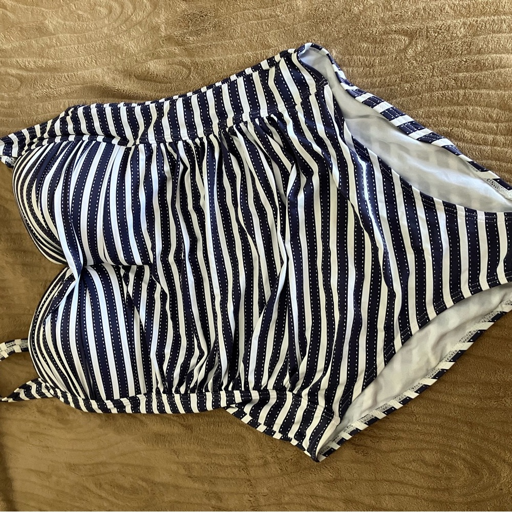 Striped Navy and White One-Piece Swimsuit